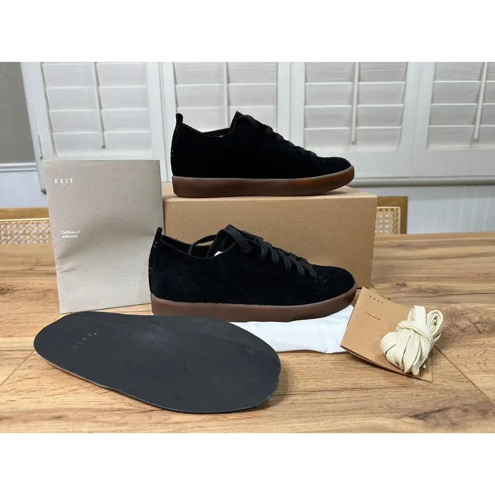 Feit Latex Low Suede Black Sneakers Unisex Size 5.5/6 US 36 EU NIB Italian
